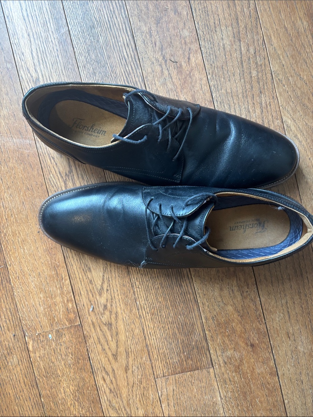 Florsheim Black Leather Derby Lace-Up Shoes